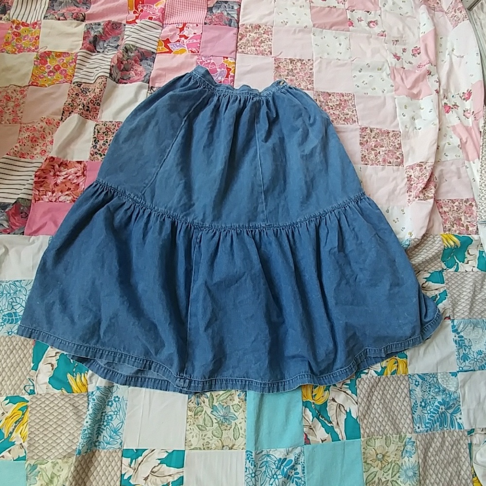 Eddie Bauer tiered long jean skirt